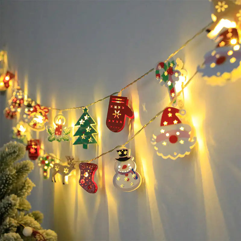 Guirnalda de luces LED navideñas con Papá Noel, alce, muñeco de nieve, adorno navideño, guirnalda de luces, decoraciones navideñas, regalo de Navidad para Año Nuevo