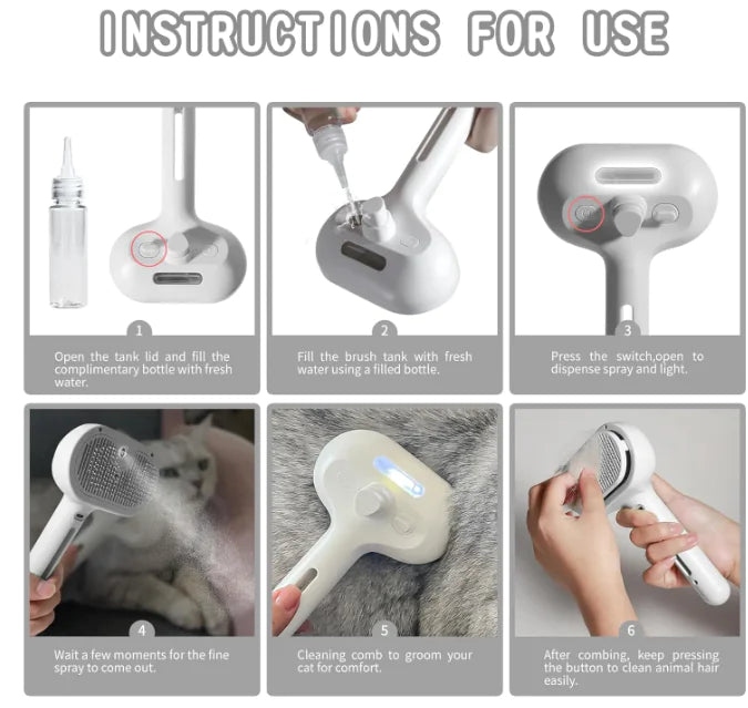 Cepillo en aerosol para pelo de mascotas